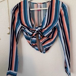 Long Sleeve tie up crop top